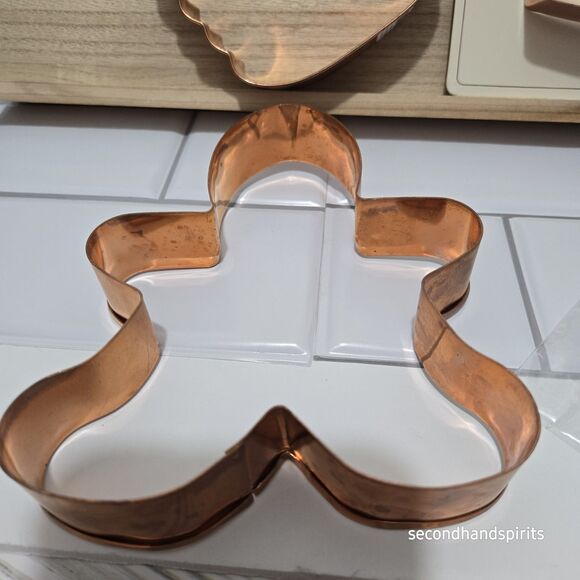 (3) COPPER COOKIE CUTTERS  GINGERBREAD MAN Pumpkin Cupcake USED - Picture 5 of 6